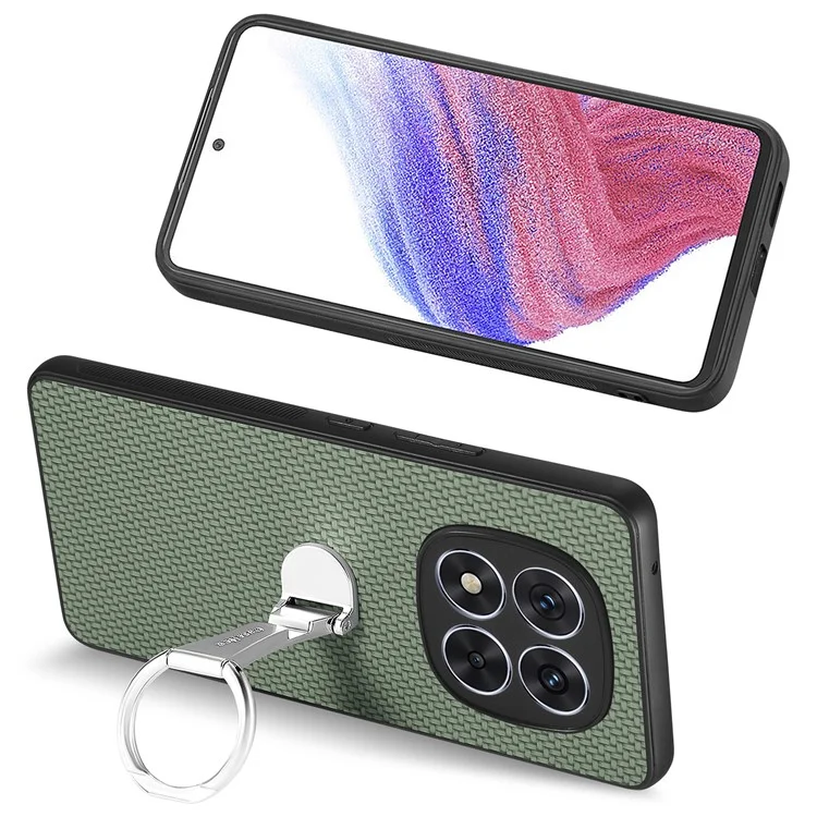 CASENEO C1-19 per Xiaomi Redmi Note 14 Pro+ 5G Custodia con supporto pieghevole Copertura posteriore in pelle con texture in fibra di carbonio - Verde
