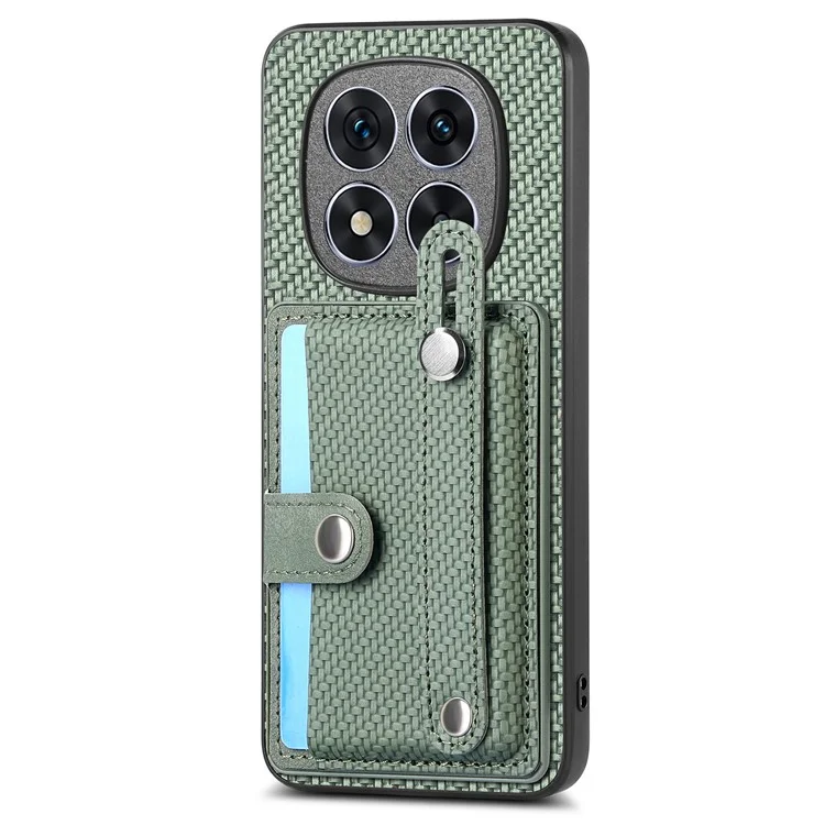 Étui pour Xiaomi Redmi Note 14 Pro+ 5G avec porte-cartes, dragonne et revêtement en cuir - Vert