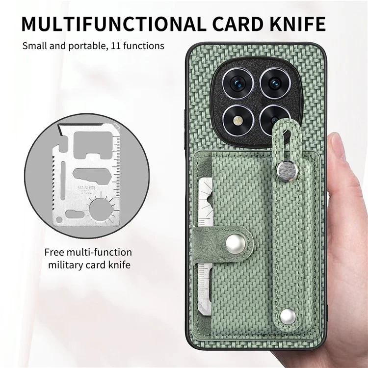 Étui pour Xiaomi Redmi Note 14 Pro+ 5G avec porte-cartes, dragonne et revêtement en cuir - Vert
