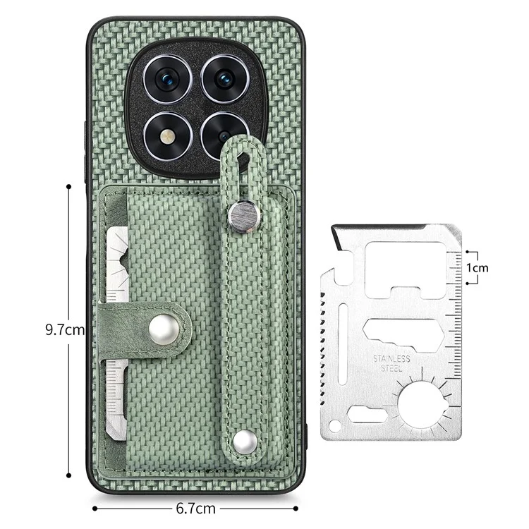 Étui pour Xiaomi Redmi Note 14 Pro+ 5G avec porte-cartes, dragonne et revêtement en cuir - Vert