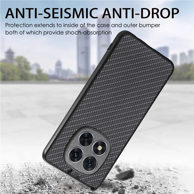 Custodia per Xiaomi Redmi Note 14 Pro+ 5G in fibra di carbonio, texture in PU+PC+TPU - Nero