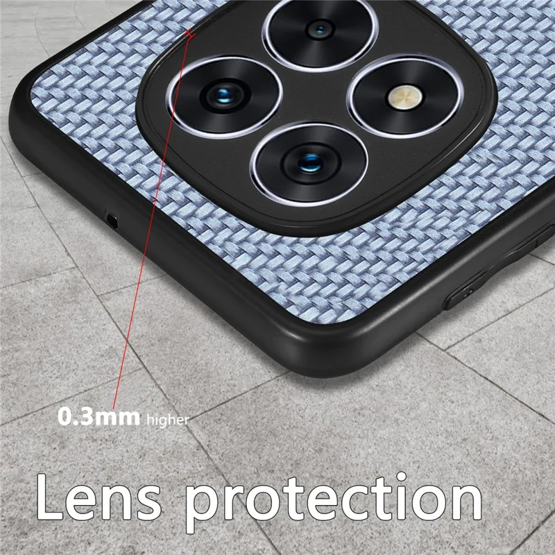 For Xiaomi Redmi Note 14 Pro+ 5G Case Carbon Fiber Texture PU+PC+TPU Phone Cover - Apricot