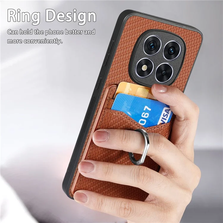 Custodia in pelle per Xiaomi Redmi Note 14 Pro+ 5G con slot per schede, supporto e anello di supporto - Nero
