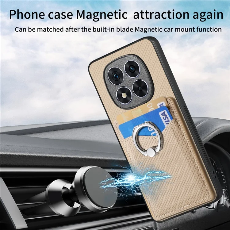 Custodia in pelle per Xiaomi Redmi Note 14 Pro+ 5G con slot per schede, supporto e anello di supporto - Nero