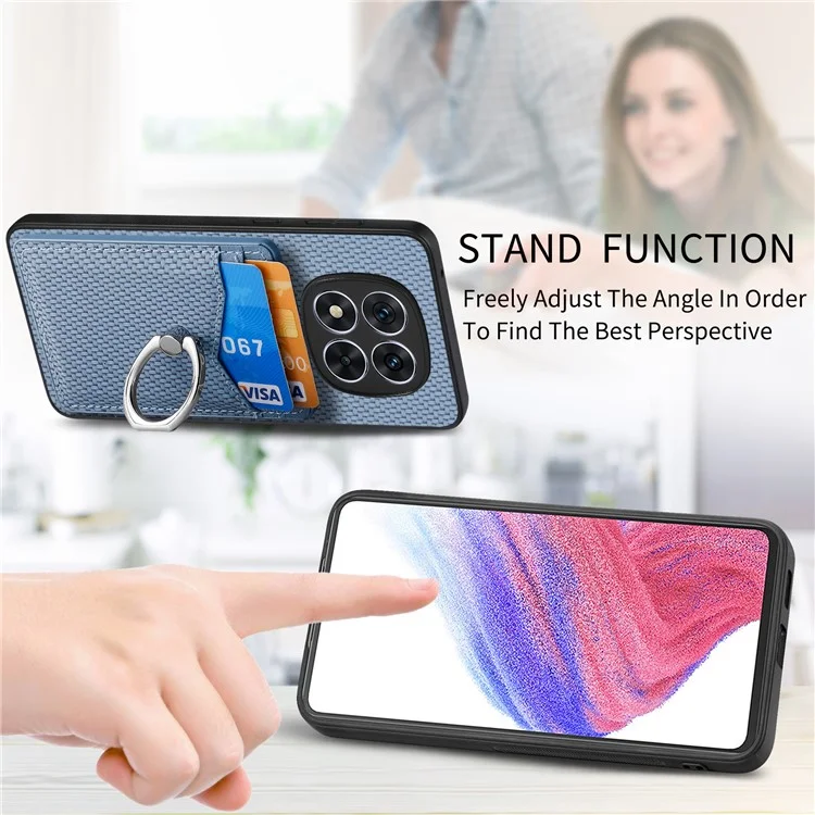 Custodia in pelle per Xiaomi Redmi Note 14 Pro+ 5G con slot per schede, supporto e anello di supporto - Nero