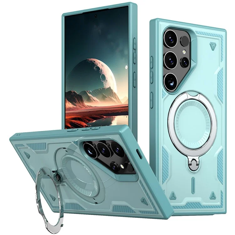 Custodia per Samsung Galaxy S25 Ultra compatibile con MagSafe, protezione militare in PC+TPU con supporto - Blu chiaro