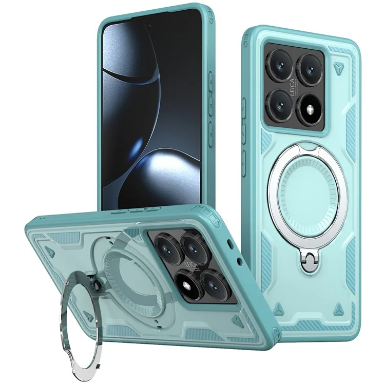 Capa para Xiaomi 14T Pro Compatível com MagSafe Proteção Militar PC+TPU Com Suporte - Azul Bebê