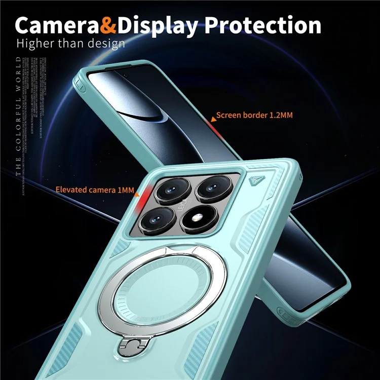 Capa para Xiaomi 14T Pro Compatível com MagSafe Proteção Militar PC+TPU Com Suporte - Azul Bebê
