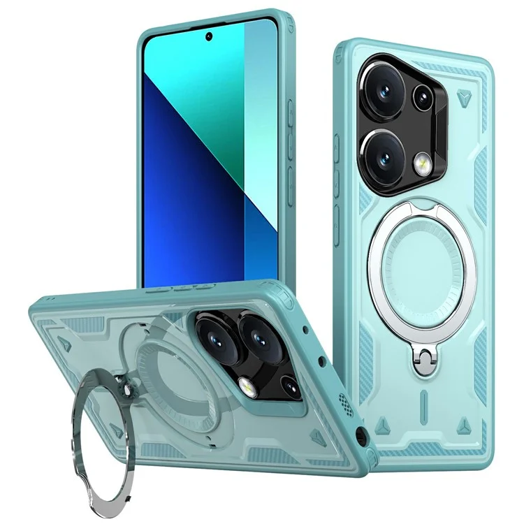 Coque pour Xiaomi Poco M6 Pro 4G / Redmi Note 13 Pro 4G compatible avec MagSafe, protection militaire en PC+TPU avec support - Bleu bébé