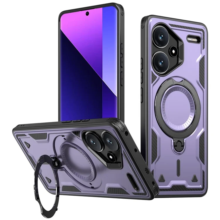 Coque pour Xiaomi Redmi Note 13 Pro+ 5G compatible avec MagSafe, protection militaire en PC+TPU avec support - Violet