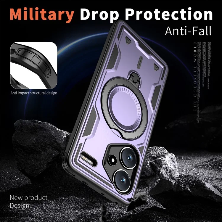 Coque pour Xiaomi Redmi Note 13 Pro+ 5G compatible avec MagSafe, protection militaire en PC+TPU avec support - Violet