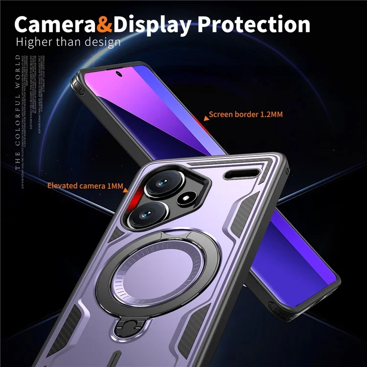 Coque pour Xiaomi Redmi Note 13 Pro+ 5G compatible avec MagSafe, protection militaire en PC+TPU avec support - Violet