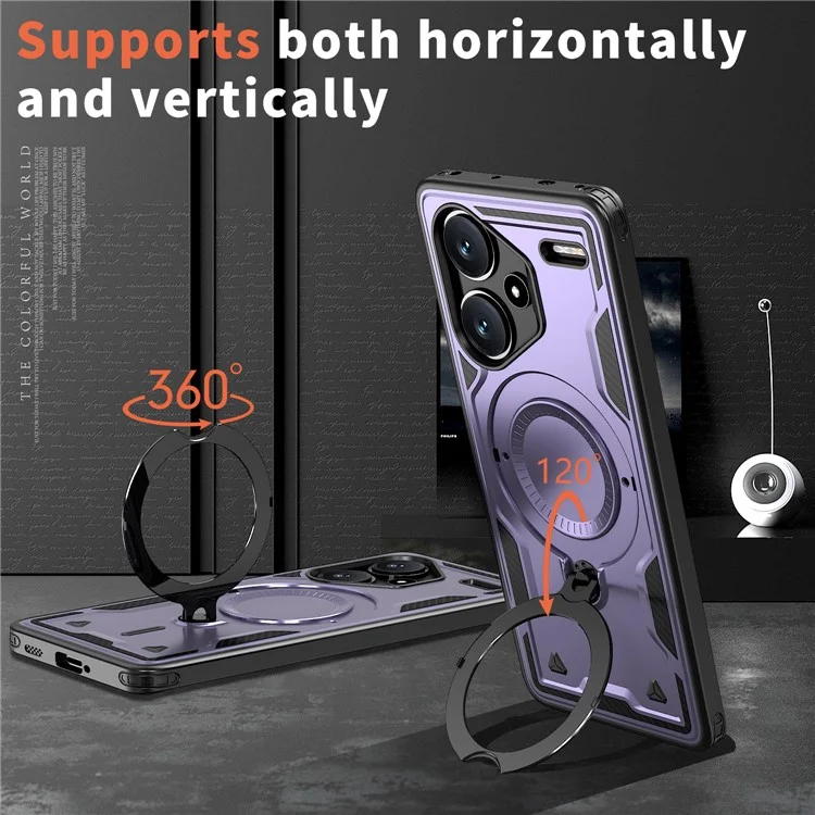 Coque pour Xiaomi Redmi Note 13 Pro+ 5G compatible avec MagSafe, protection militaire en PC+TPU avec support - Violet