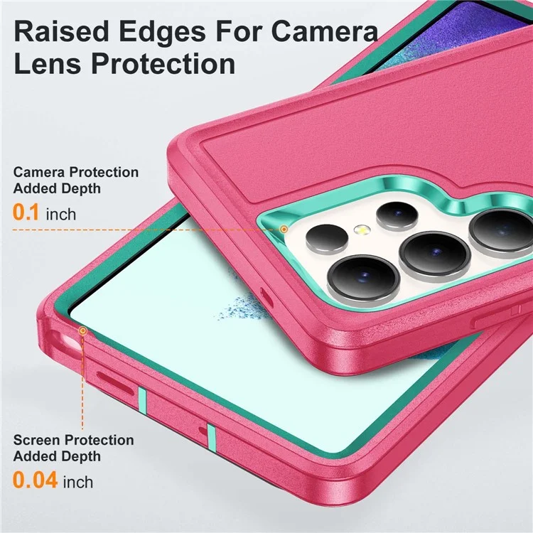 Custodia per Samsung Galaxy S25 Ultra Kickstand Cover in PC+Silicone+EVA design 3-in-1 - Rosa+Ciano chiaro