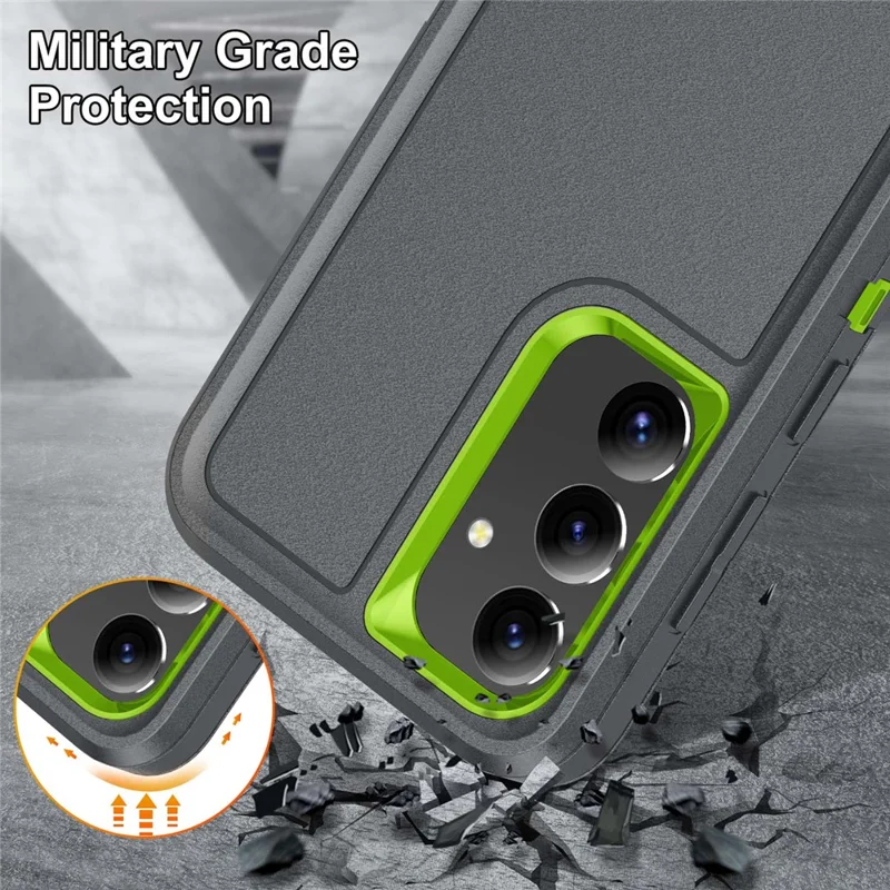 For Samsung Galaxy S25 / S24 Case Kickstand Phone Cover PC+Silicone+EVA 3-in-1 Design - Grey+Green