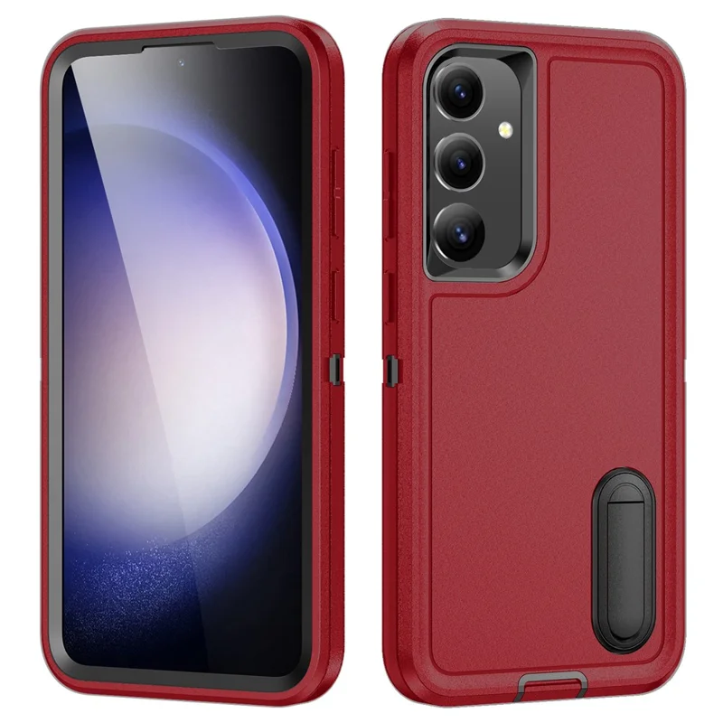 For Samsung Galaxy S25+ / S24+ Case Kickstand Phone Cover PC+Silicone+EVA 3-in-1 Design - Red+Black