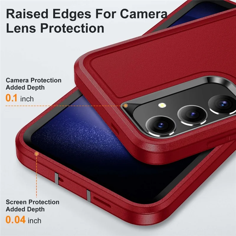 For Samsung Galaxy S25+ / S24+ Case Kickstand Phone Cover PC+Silicone+EVA 3-in-1 Design - Red+Black