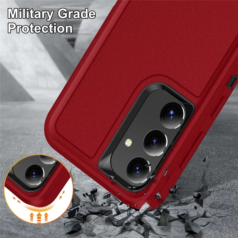 For Samsung Galaxy S25+ / S24+ Case Kickstand Phone Cover PC+Silicone+EVA 3-in-1 Design - Red+Black