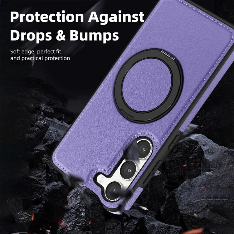 Capa magnética giratória com suporte para Samsung Galaxy S23, em couro PU + PC + TPU - Roxo