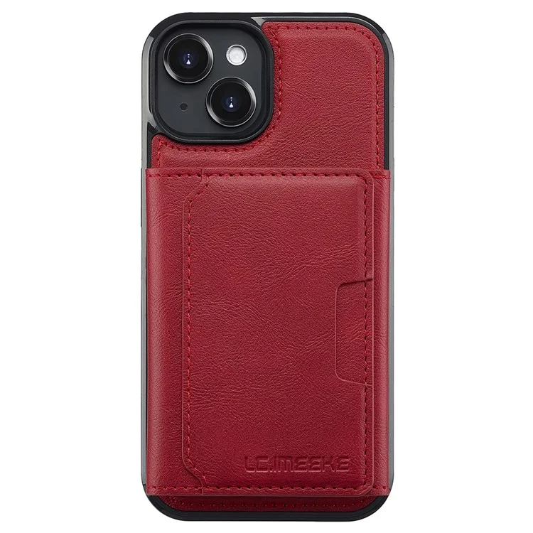 Coque magnétique en cuir pour iPhone 14 LC.IMEEKE L5 avec porte-cartes amovible - Rouge