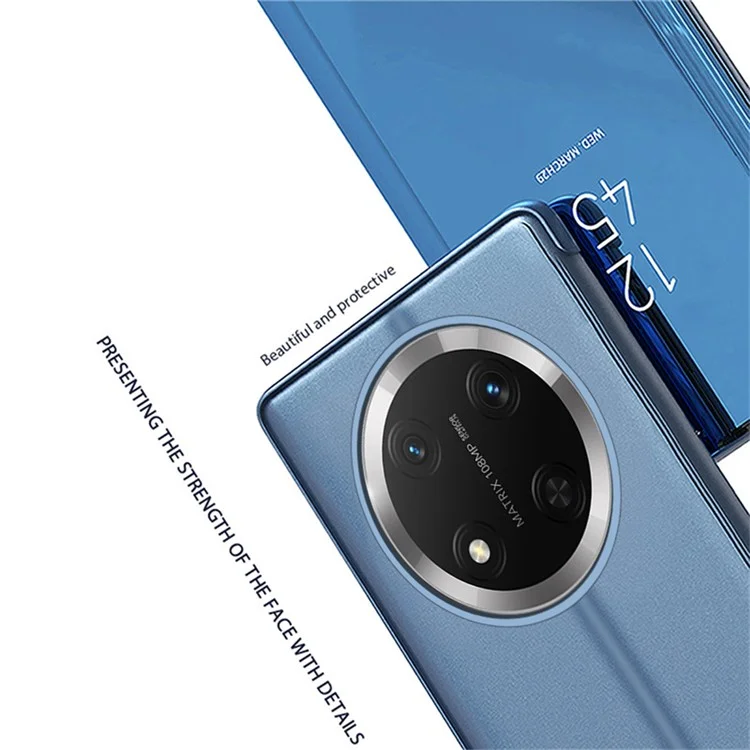 Für Honor X9c 5G / X60 Pro 5G Hülle Sichtfenster Ständer Leder Flip Handyhülle - Blau