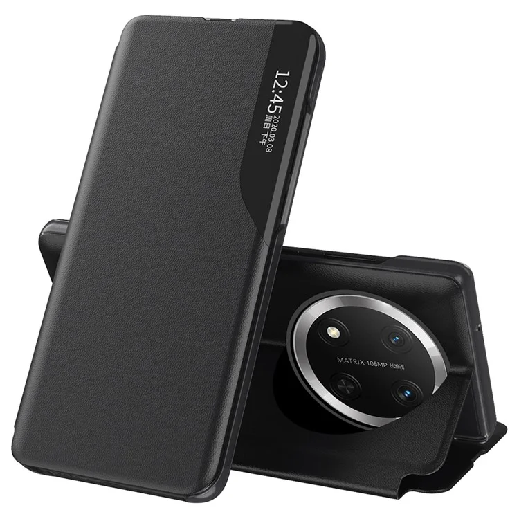 Custodia per telefono For Honor X9c 5G / X60 Pro 5G, in pelle con protezione completa e supporto - Nera