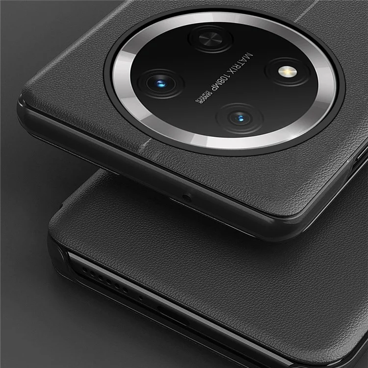 Custodia per telefono For Honor X9c 5G / X60 Pro 5G, in pelle con protezione completa e supporto - Nera
