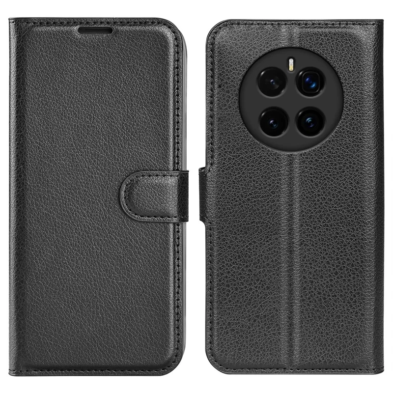 For Honor Magic7 5G Case Litchi Texture Shockproof Leather Wallet Phone Cover - Black