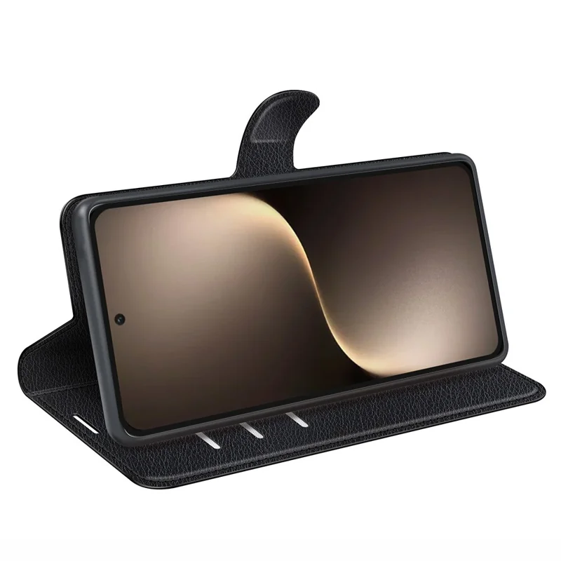 For Honor Magic7 5G Case Litchi Texture Shockproof Leather Wallet Phone Cover - Black