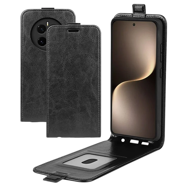 For Honor Magic7 5G Case with Card Slots Vertical Flip Leather Phone Cover - Black