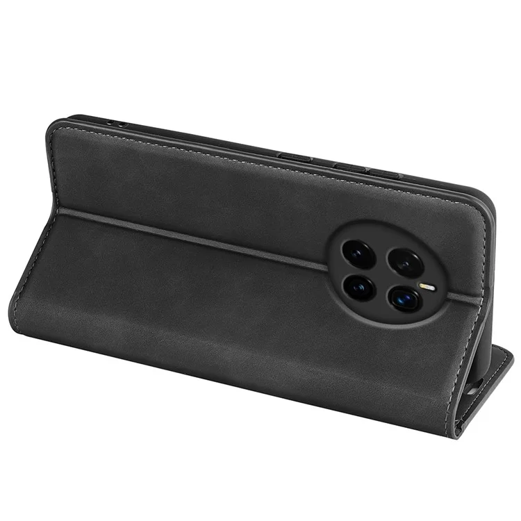 Für Honor Magic7 5G Hülle Skin-Touch Leder Brieftasche Handyhülle - Schwarz
