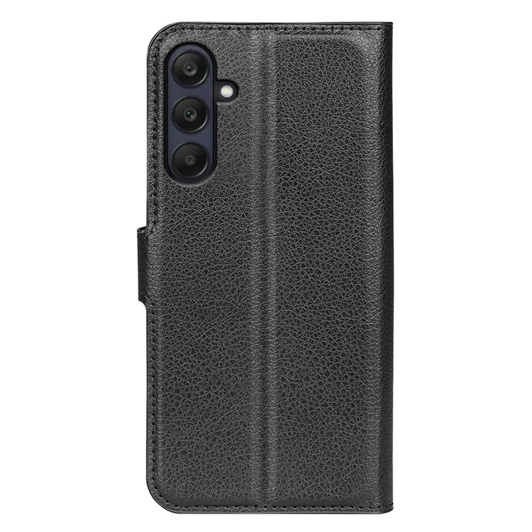 Étui pour Samsung Galaxy A26 5G, texture de litchi, antichoc, portefeuille en cuir, housse de téléphone - Noir