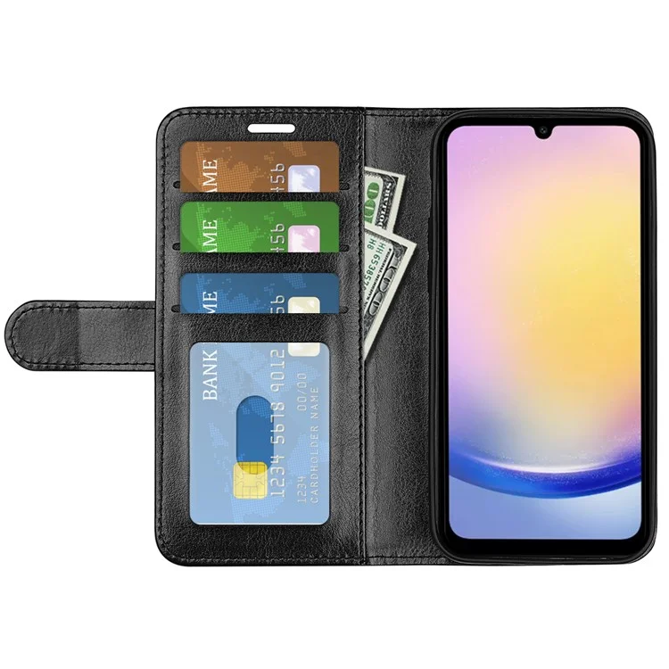 Capa carteira de couro com textura de cavalo louco para Samsung Galaxy A26 5G - Preta