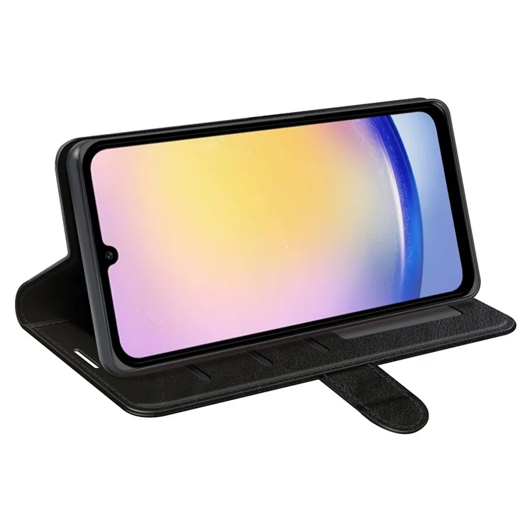Capa carteira de couro com textura de cavalo louco para Samsung Galaxy A26 5G - Preta