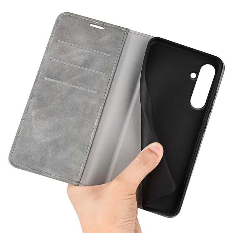 Custodia per Samsung Galaxy A26 5G in pelle con tocco - Grigio