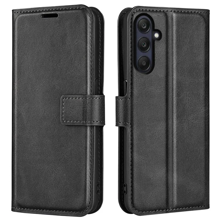 Étui de protection pour Samsung Galaxy A26 5G avec support, texture en cuir anti-rayures - Noir