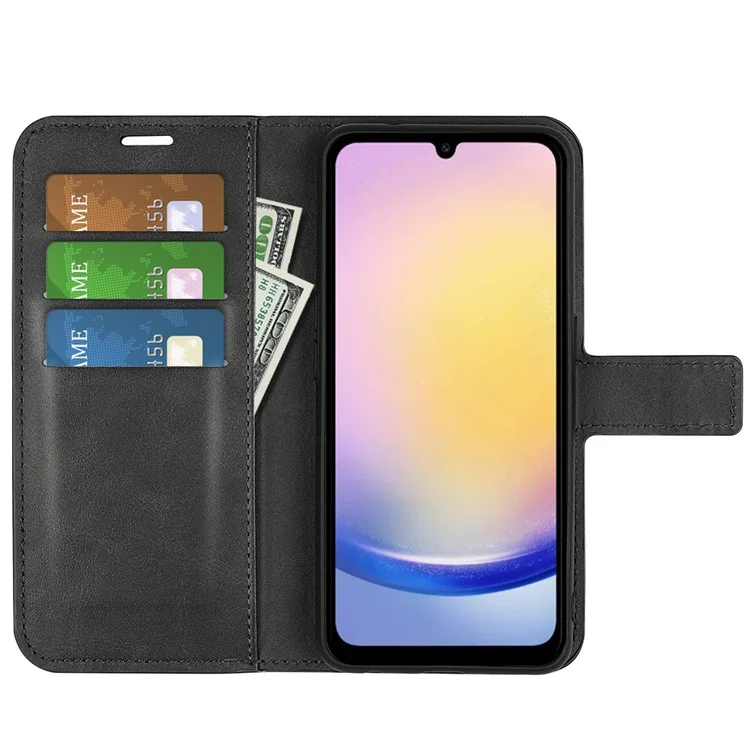 Étui de protection pour Samsung Galaxy A26 5G avec support, texture en cuir anti-rayures - Noir