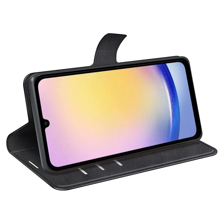 Étui de protection pour Samsung Galaxy A26 5G avec support, texture en cuir anti-rayures - Noir