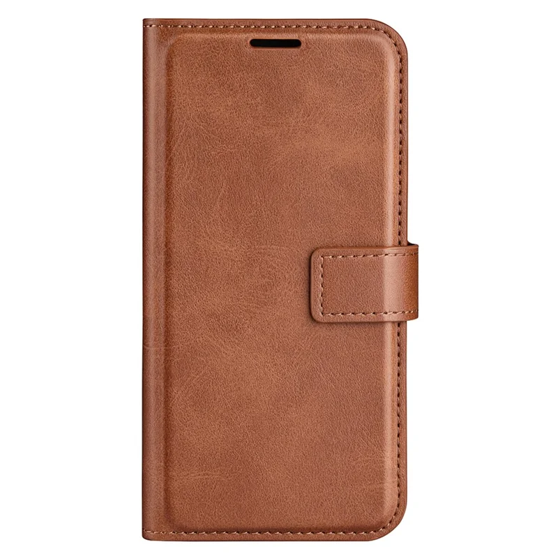 For Samsung Galaxy A26 5G Stand Case Anti-Scratch Calf Texture Leather Phone Cover - Light Brown