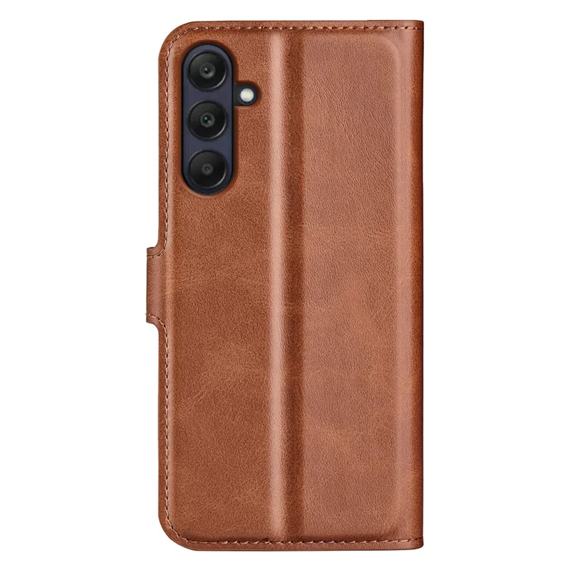 For Samsung Galaxy A26 5G Stand Case Anti-Scratch Calf Texture Leather Phone Cover - Light Brown