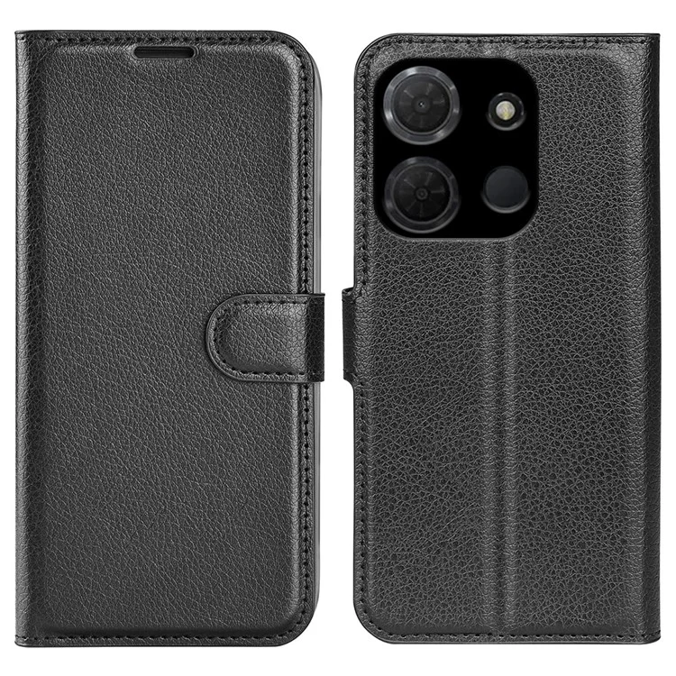 Custodia per TCL 503, texture in pelle di litchi, antiurto, custodia a portafoglio per telefono - Nero