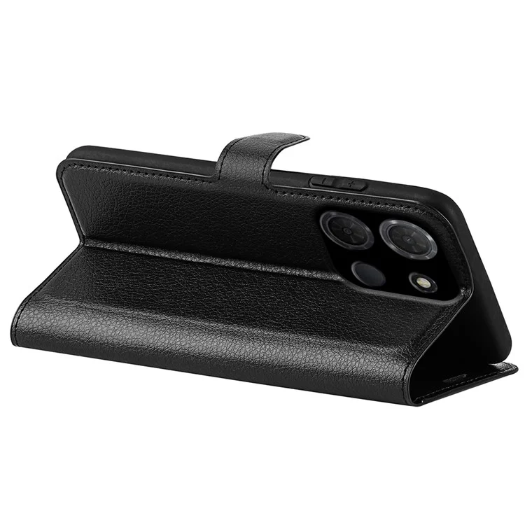 Custodia per TCL 503, texture in pelle di litchi, antiurto, custodia a portafoglio per telefono - Nero