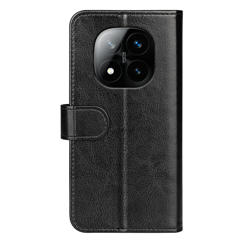 Für Xiaomi Redmi Note 14 Pro+ 5G Wallet Case Crazy Horse Textur Stand Leder Handyhülle - Schwarz