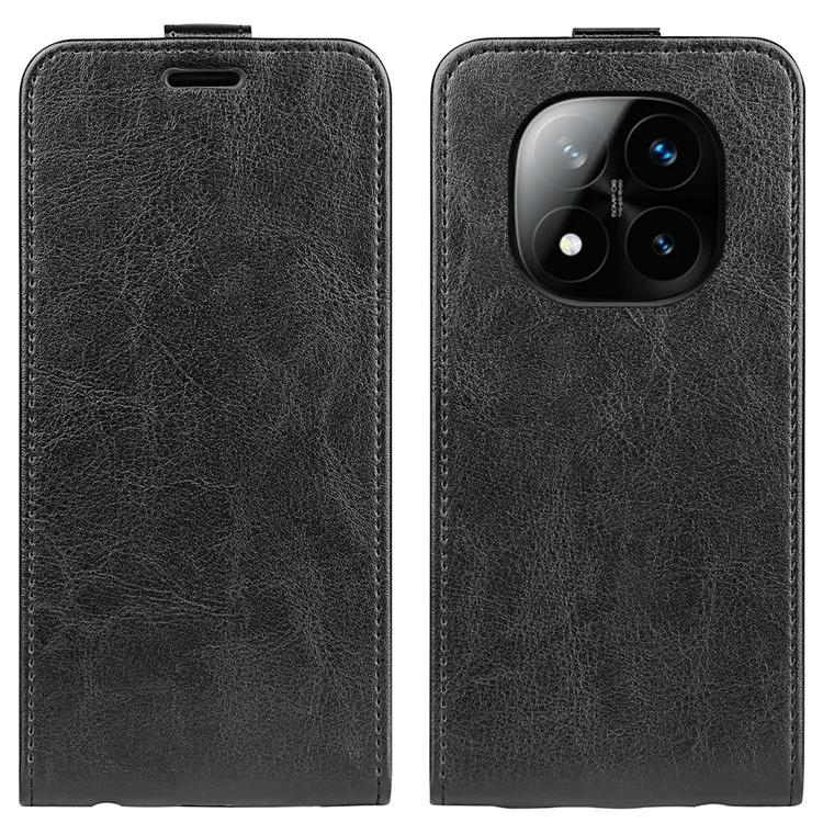 Custodia per Xiaomi Redmi Note 14 Pro+ 5G con slot per schede, flip verticale in pelle - Nero