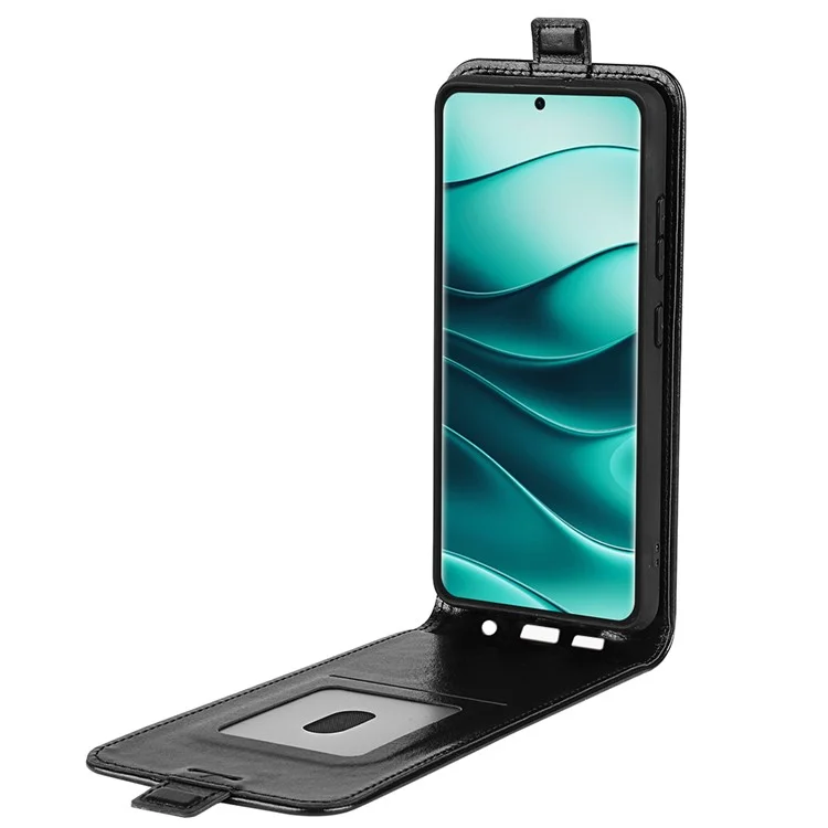 Custodia per Xiaomi Redmi Note 14 Pro+ 5G con slot per schede, flip verticale in pelle - Nero