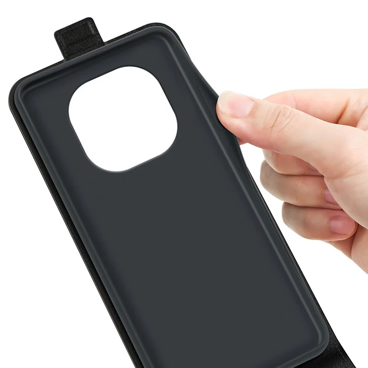 Custodia per Xiaomi Redmi Note 14 Pro+ 5G con slot per schede, flip verticale in pelle - Nero