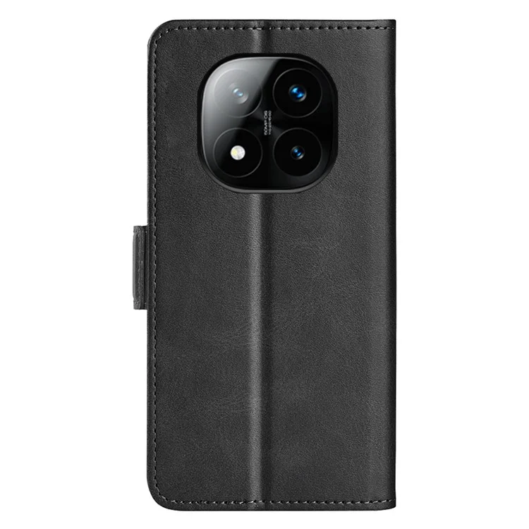 Custodia in pelle con texture vitello per Xiaomi Redmi Note 14 Pro+ 5G, con supporto - Nero