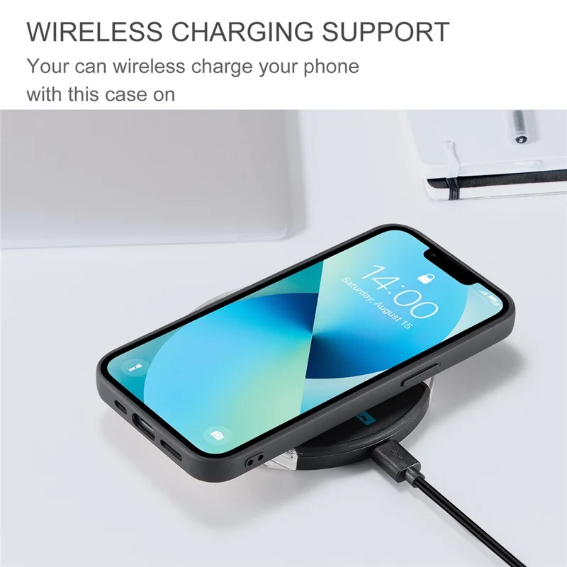 Caso à Prova de Choque da Jeehood Para Iphone 14 Plus PU - Preto