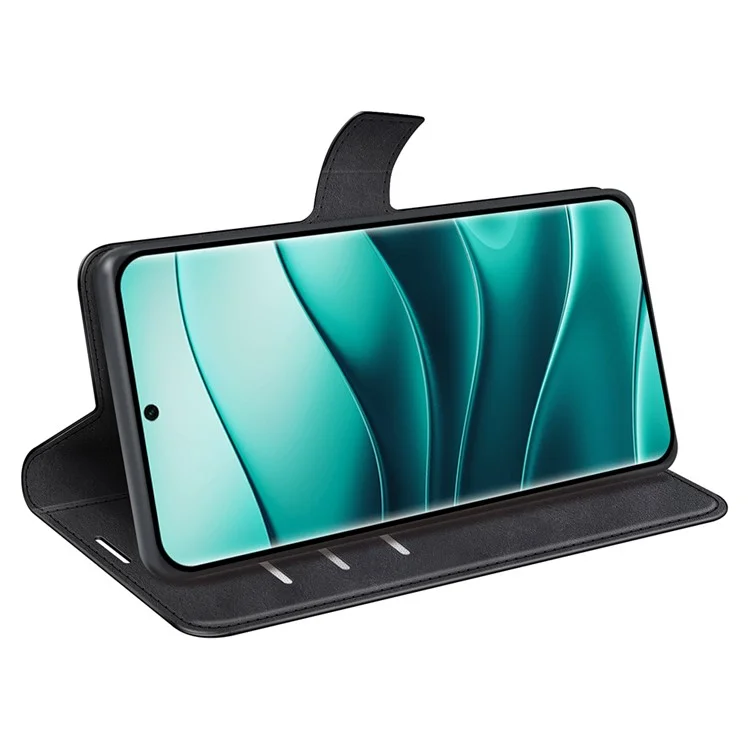 Étui de protection pour Xiaomi Redmi Note 14 Pro+ 5G, texture cuir veau anti-rayures, couleur noire.