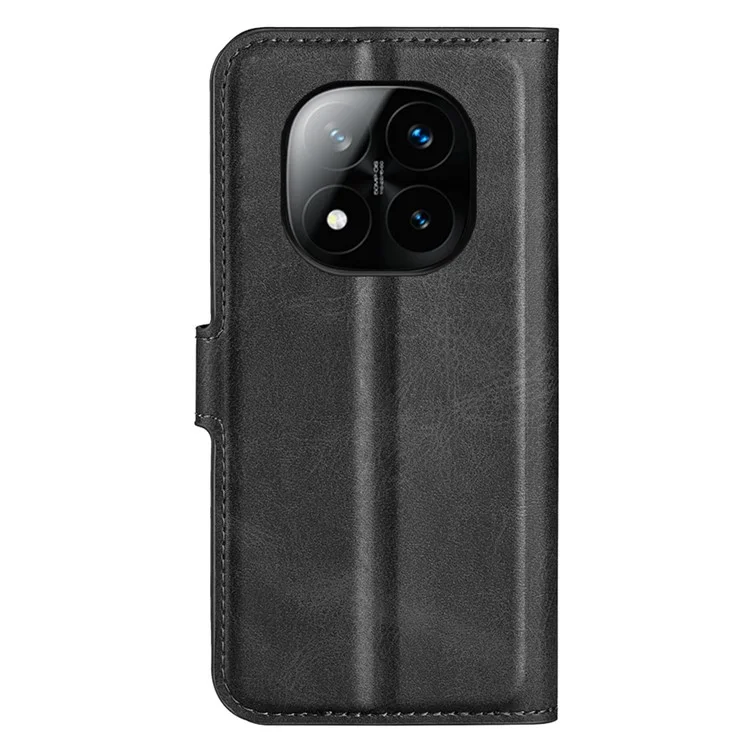 Étui de protection pour Xiaomi Redmi Note 14 Pro+ 5G, texture cuir veau anti-rayures, couleur noire.